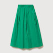 Jupe longue &eacute;vas&eacute;e en coton ray&eacute; vert femme