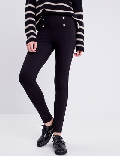 Pantalon jegging taille haute noir femme