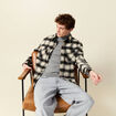 Surchemise oversize courte doubl&eacute;e vert kaki homme