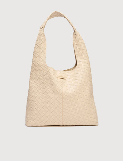 Sac bandouli&egrave;re tress&eacute; ivoire femme