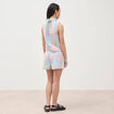 Top sans manches col montant en coton multicolore femme