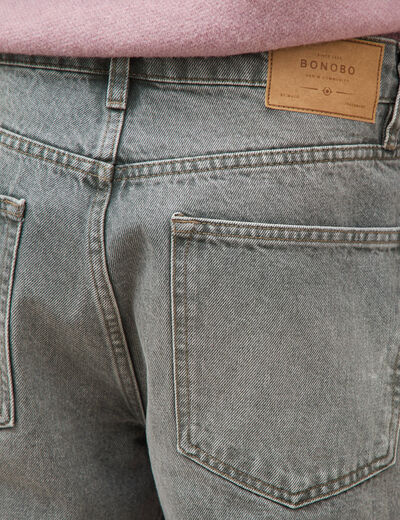 Jeans straight longueur 32 en coton denim gris homme