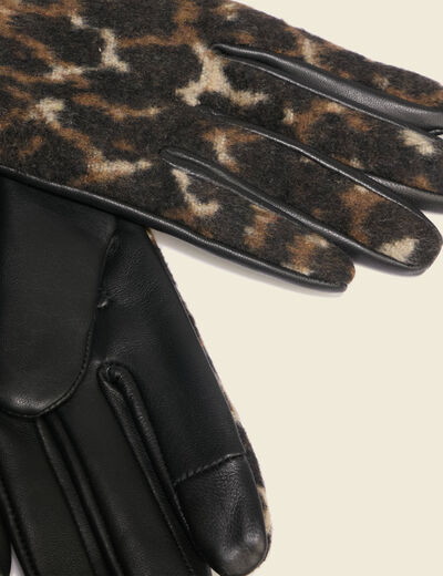 Gants en cuir avec doublure noir femme
