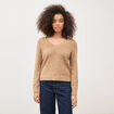 Pull droit col v manches longues camel femme