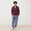 Polo droit manches longues prune homme