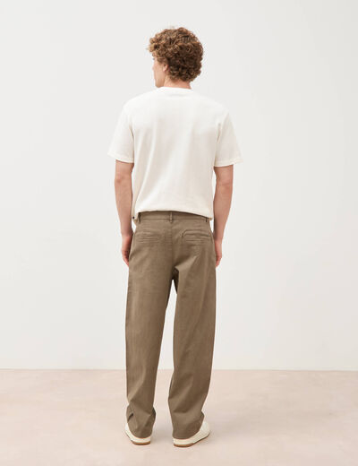 Pantalon coupe large taupe homme
