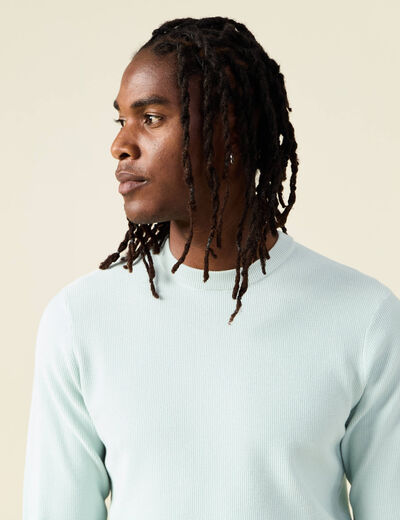 Pull fin col rond manches longues bleu clair homme