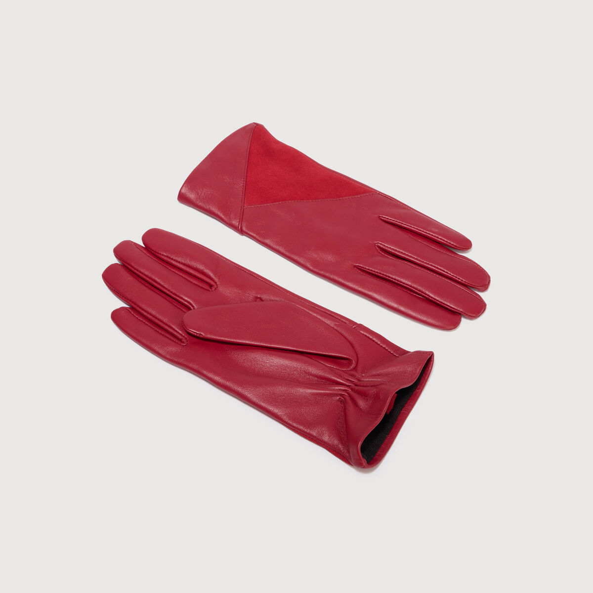 Gants en cuir rouge femme