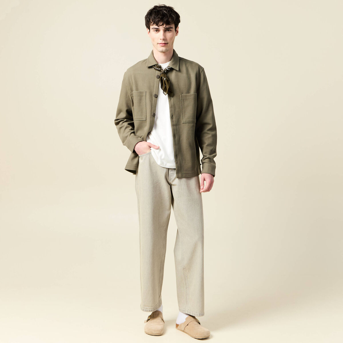 T-shirt oversize en coton ecru homme