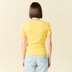 T-shirt manches courtes côtelé jaune femme