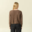 Gilet col V manches longues n&oelig;uds marron femme