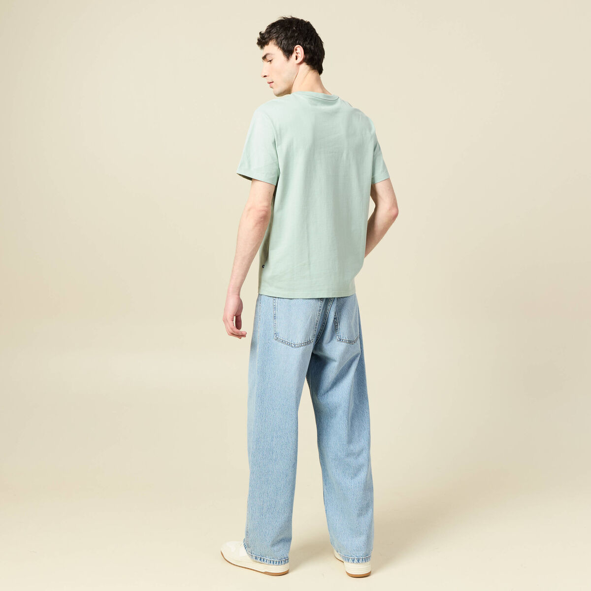 T-shirt en coton manches courtes vert pastel homme