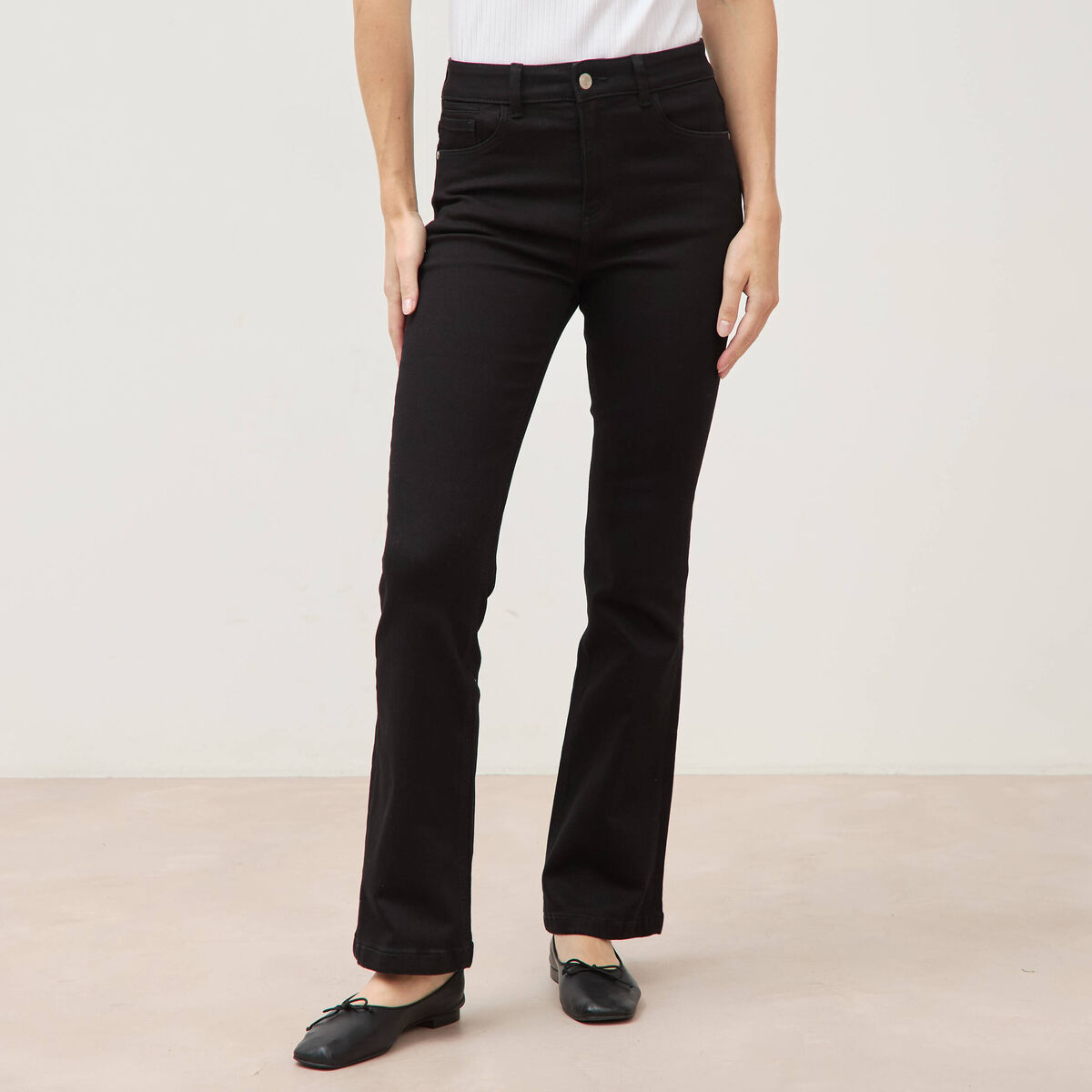 Jeans bootcut denim noir femme