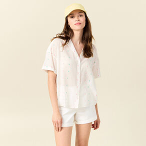 Chemise manches courtes multicolore femme