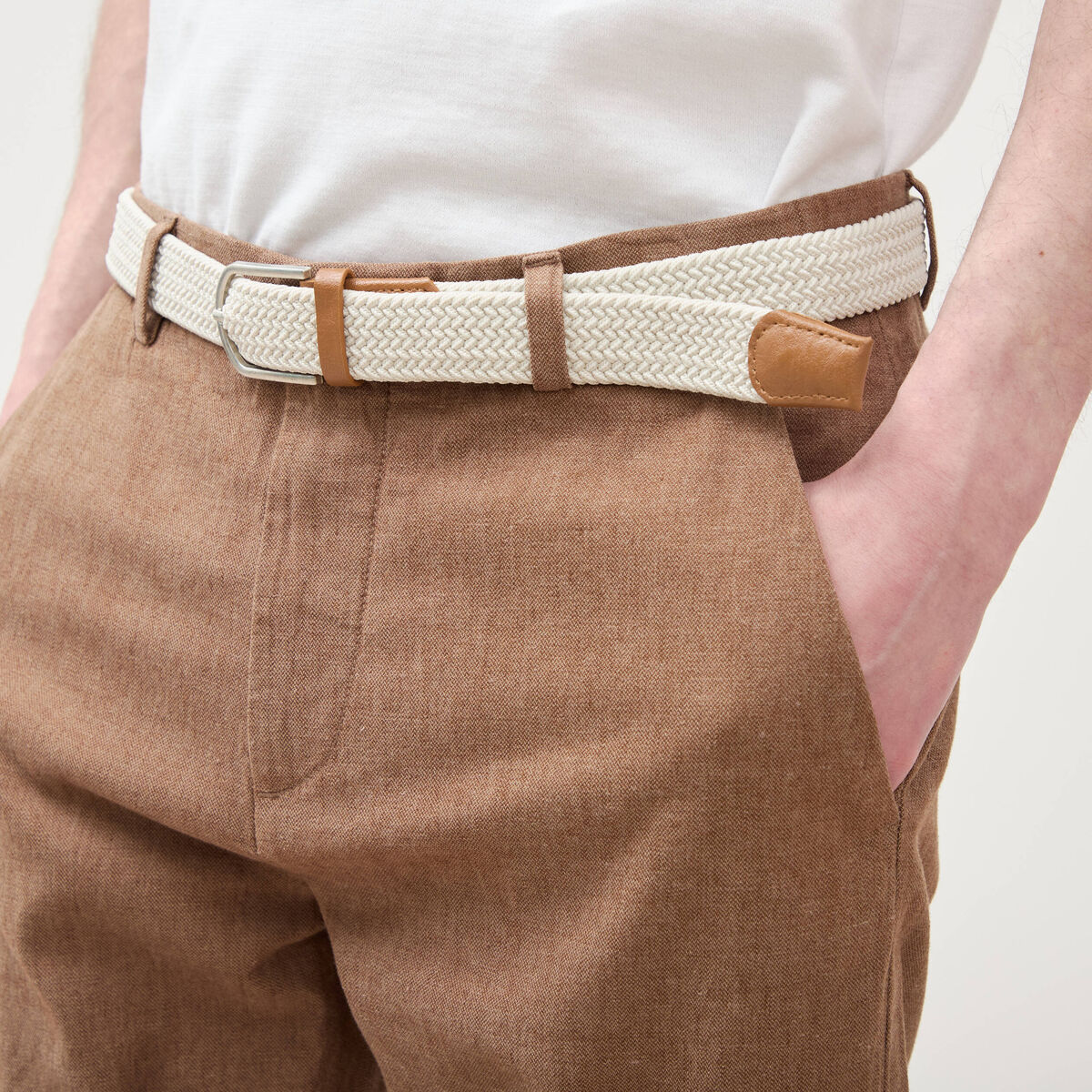Chino coupe droite longueur 32 marron homme