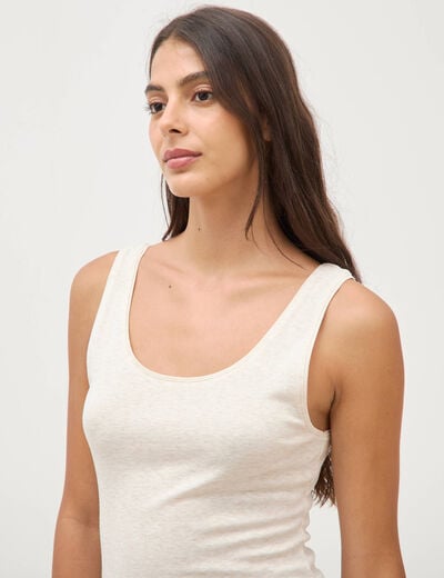 D&eacute;bardeur cintr&eacute; col rond beige femme