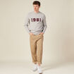 Pull manches longues col rond gris fonc&eacute; homme