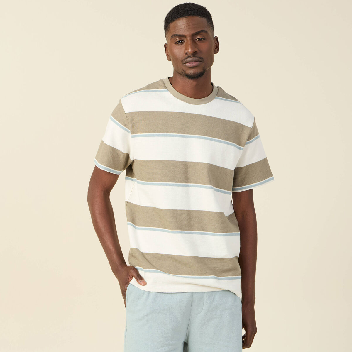 T-shirt manches courtes vert kaki homme