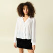 Blouse manches longues col tunisien blanc femme