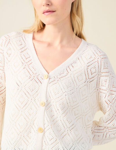 Gilet ajouré éco-responsable creme femme