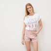 Short mom taille haute rose clair femme