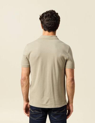 Polo cintré manches courtes en coton vert kaki homme