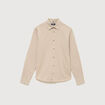 Chemise droite en coton manches longues beige homme
