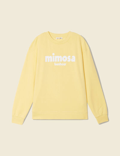 Sweat éco-responsable jaune fluo femme