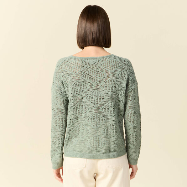 pull manches longues ajoure vert kaki femme Pull manches longues ajouré vert kaki femme