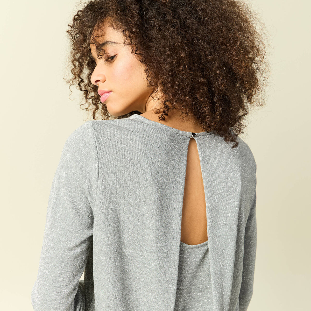 T-shirt manches longues gris femme