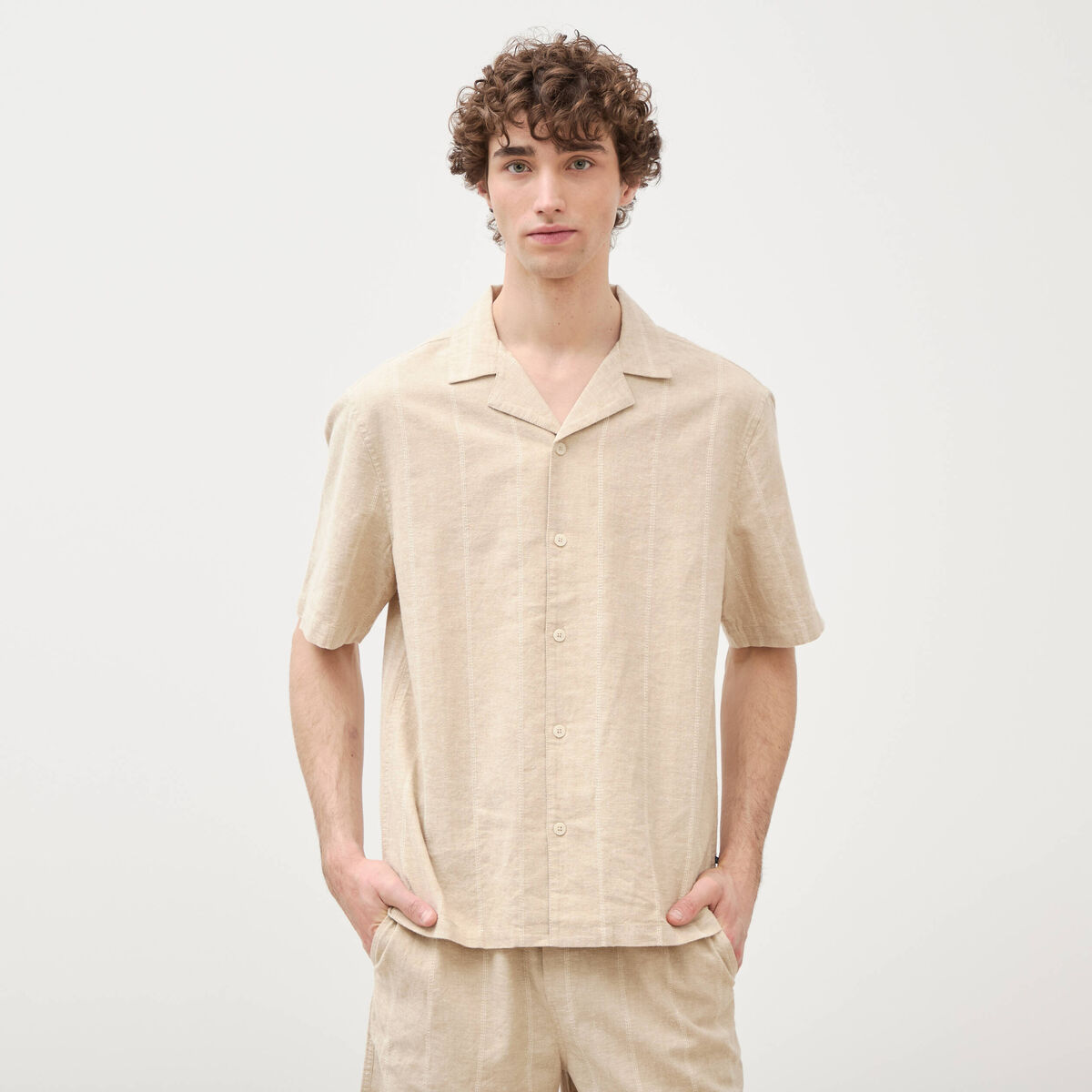 Chemise boyfriend manches courtes vert clair homme