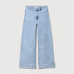 Jeans large taille haute denim bleach femme