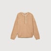 Pull col tunisien manches longues marron clair femme