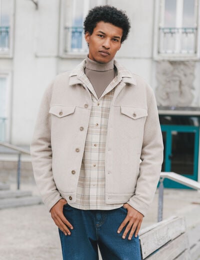 Chemise col classique manches longues sable homme