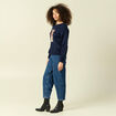 Pull col rond manches longues bleu marine femme