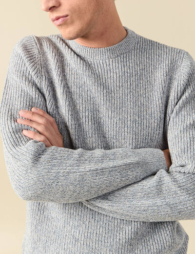 Pull manches longues bleu gris homme