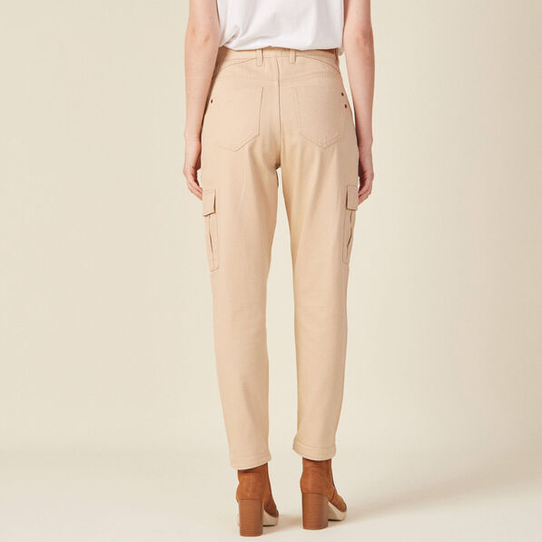 Pantalon cargo beige femme