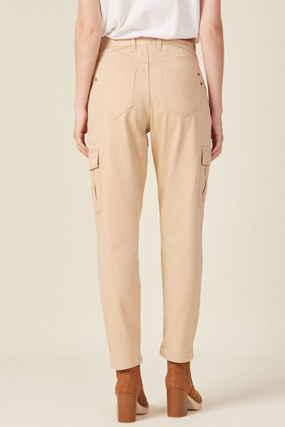 Pantalon cargo beige femme