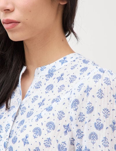 Chemise &agrave; manches longues bleu femme