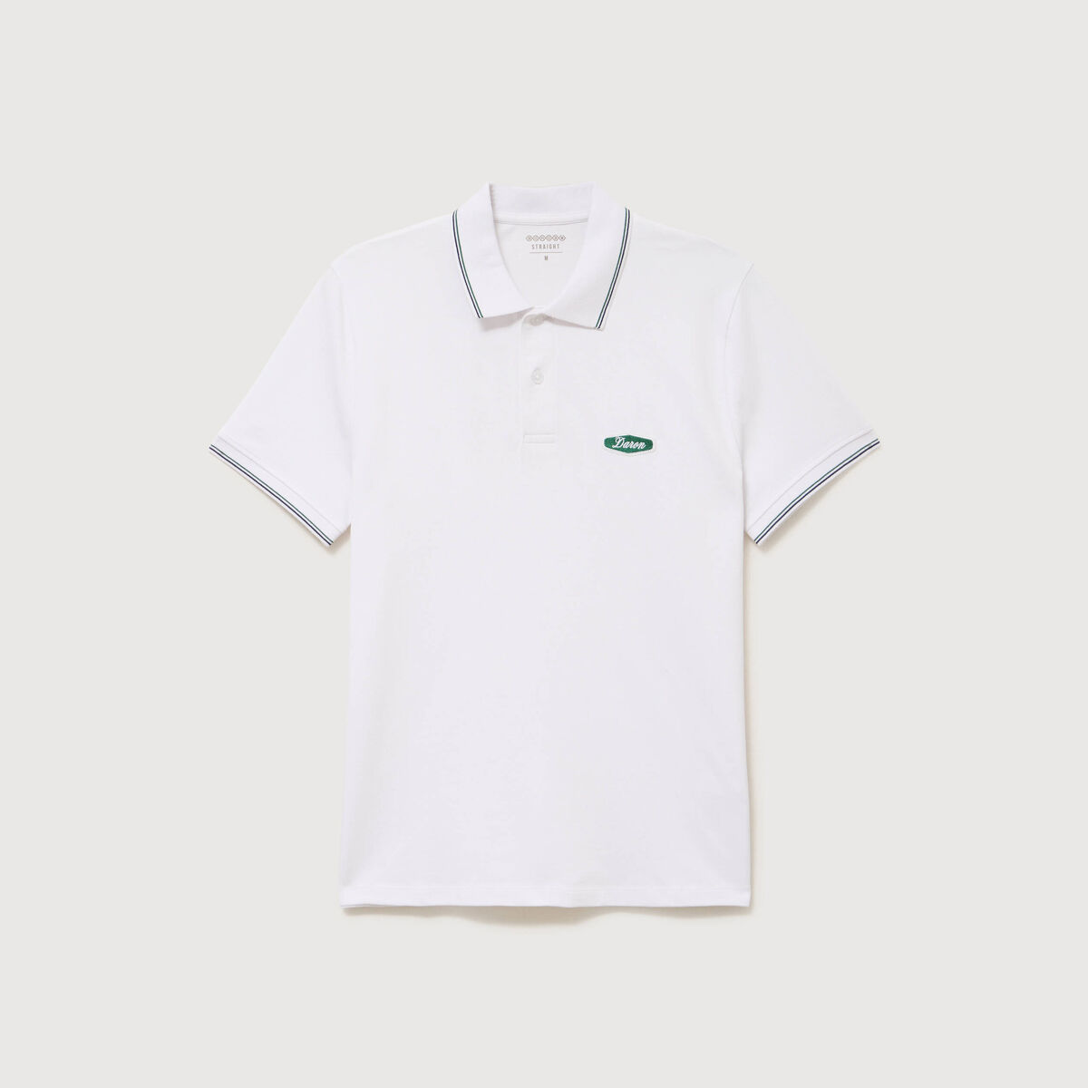 Polo cintr&eacute; en coton manches courtes blanc homme
