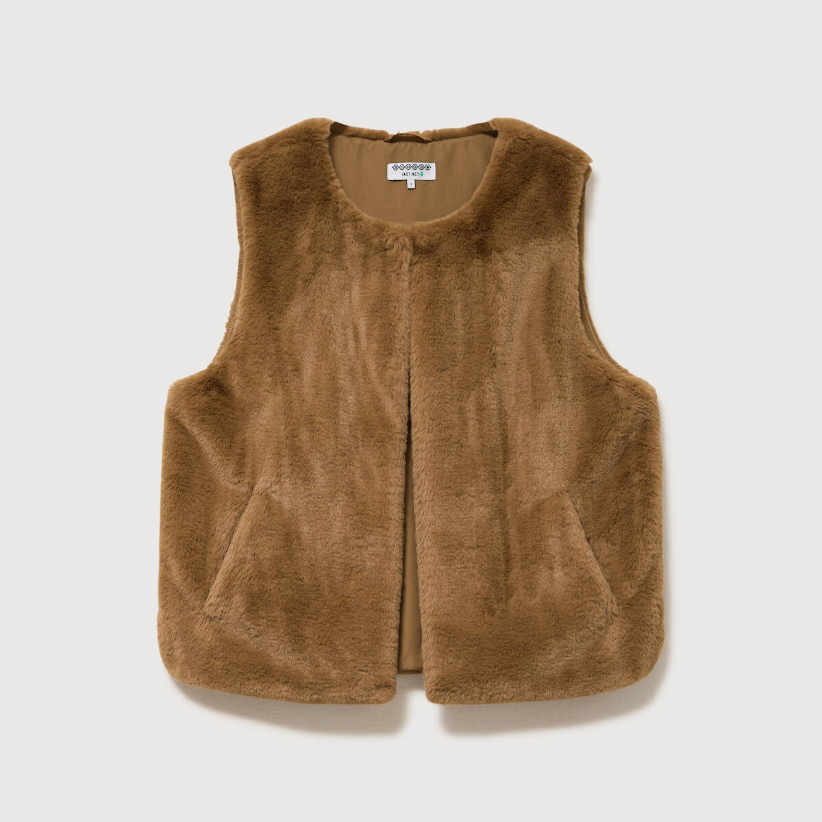 Gilet sans manches doubl&eacute; camel femme