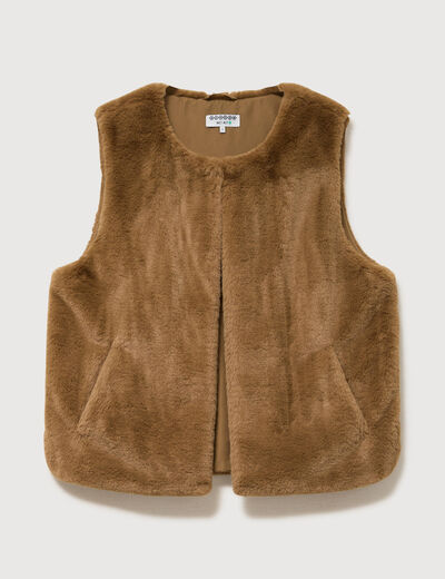 Gilet sans manches doubl&eacute; camel femme