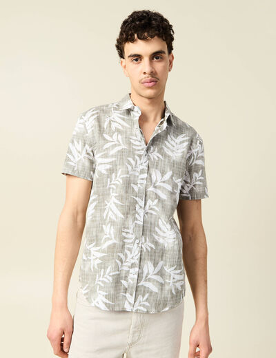 Chemise manches courtes vert kaki homme
