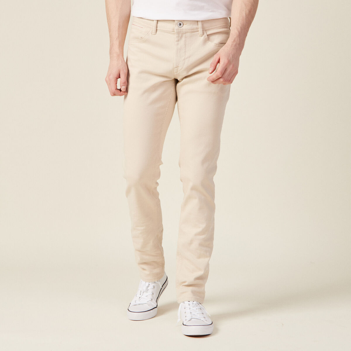 Jeans slim beige homme