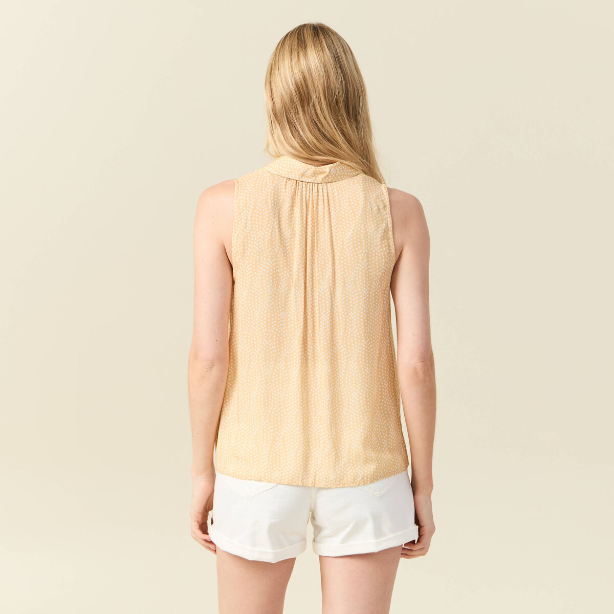 Blouse sans manches jaune paille femme
