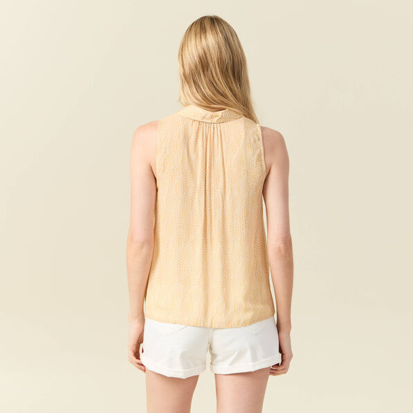 Blouse sans manches jaune paille femme