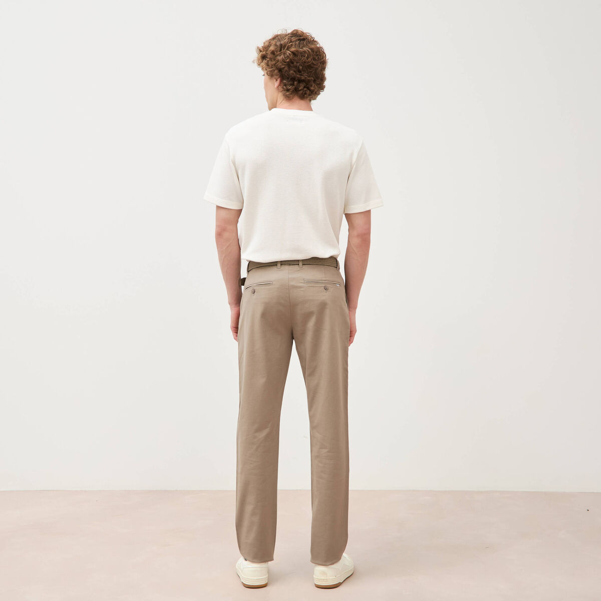 Pantalon straight longueur 32 ceinture taupe homme