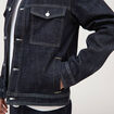 Veste droite en coton col classique denim brut rinse homme