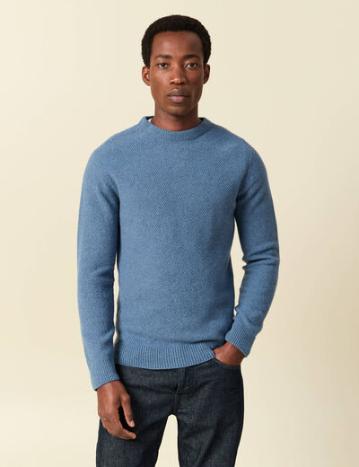 Pull manches longues fabriqu&eacute; en France bleu fonc&eacute; homme
