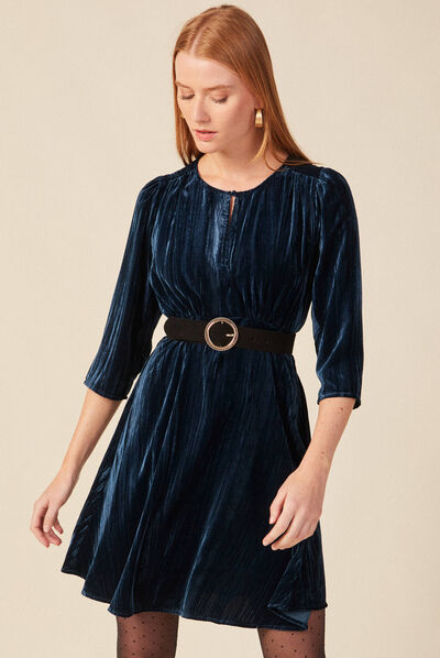 Robe patineuse éco-responsable bleu canard femme